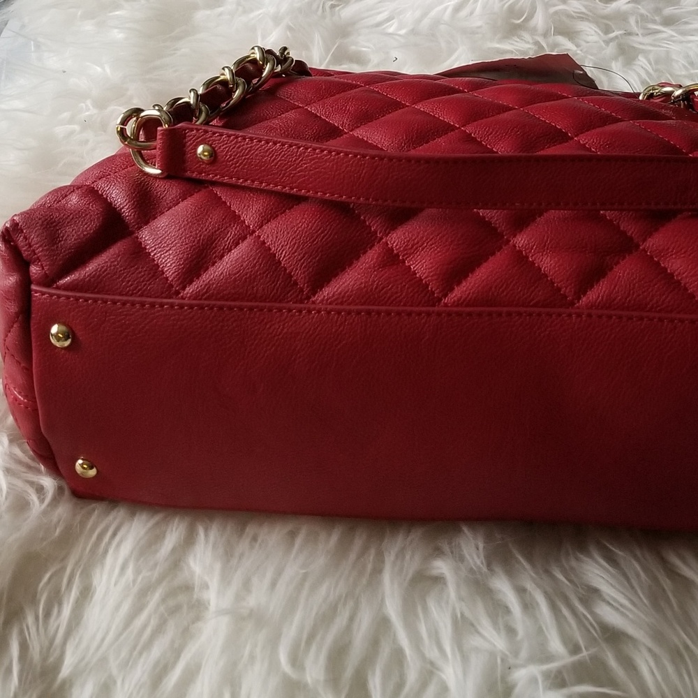 Banana Republic Red Quilted Satchel Purse New - Picture 3 of 6